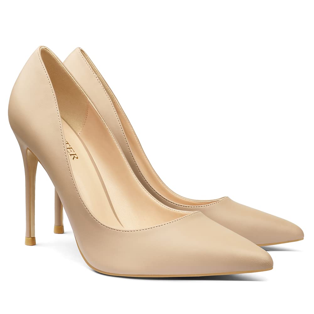 COLETER Women's 4 Inch Pumps Pointed Toe Dress Shoes Slip On Stiletto Pumps | Closed Toe Stiletto High Heel Pumps, Elegant Dress Heels for Business Casual, Formal, Evening Party