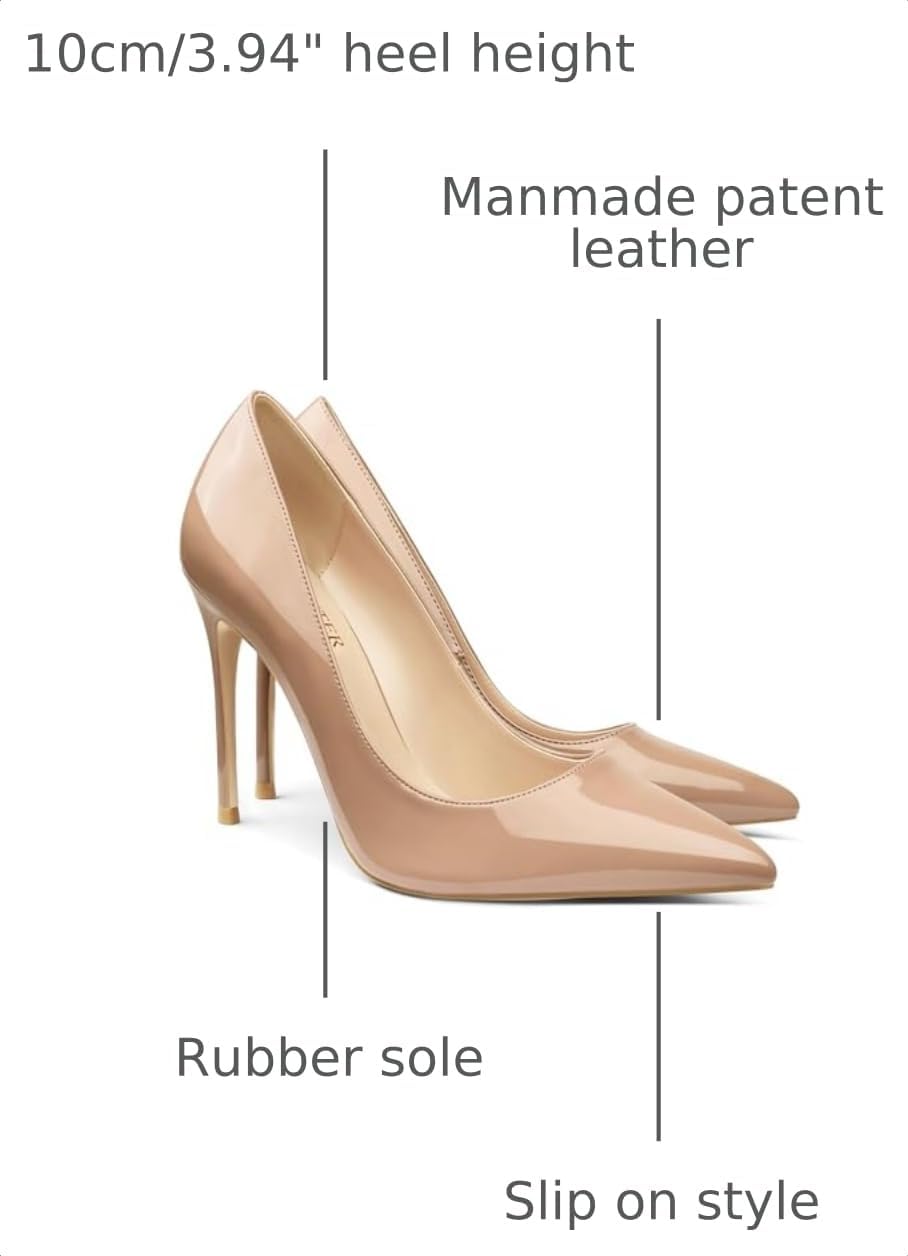 COLETER Women's 4 Inch Pumps Pointed Toe Dress Shoes Slip On Stiletto Pumps | Closed Toe Stiletto High Heel Pumps, Elegant Dress Heels for Business Casual, Formal, Evening Party
