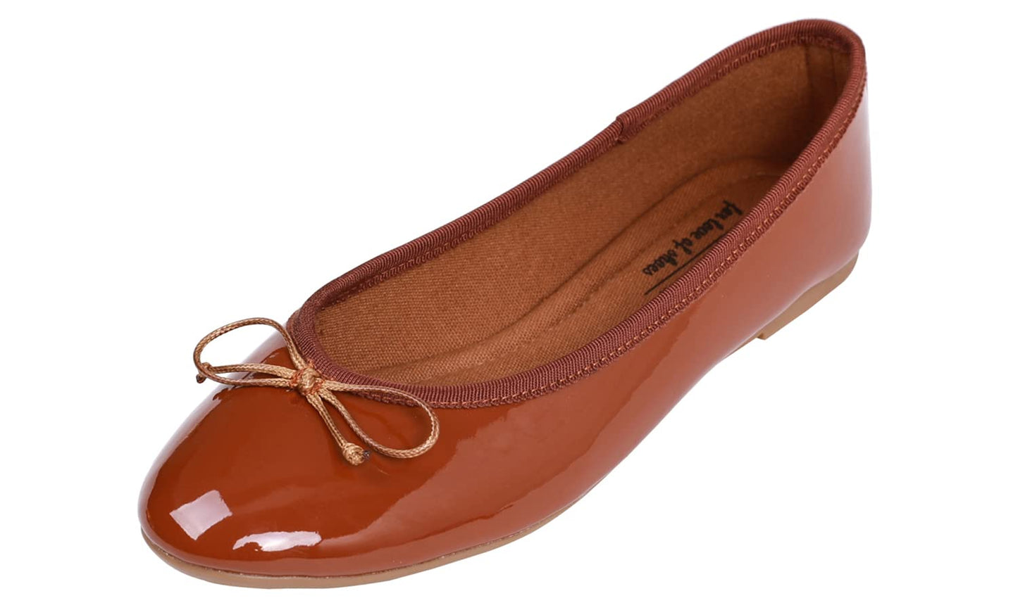 FEVERSOLE Women's Macaroon Colorful Memory Foam Cushion Insock Patent Ballet Flat