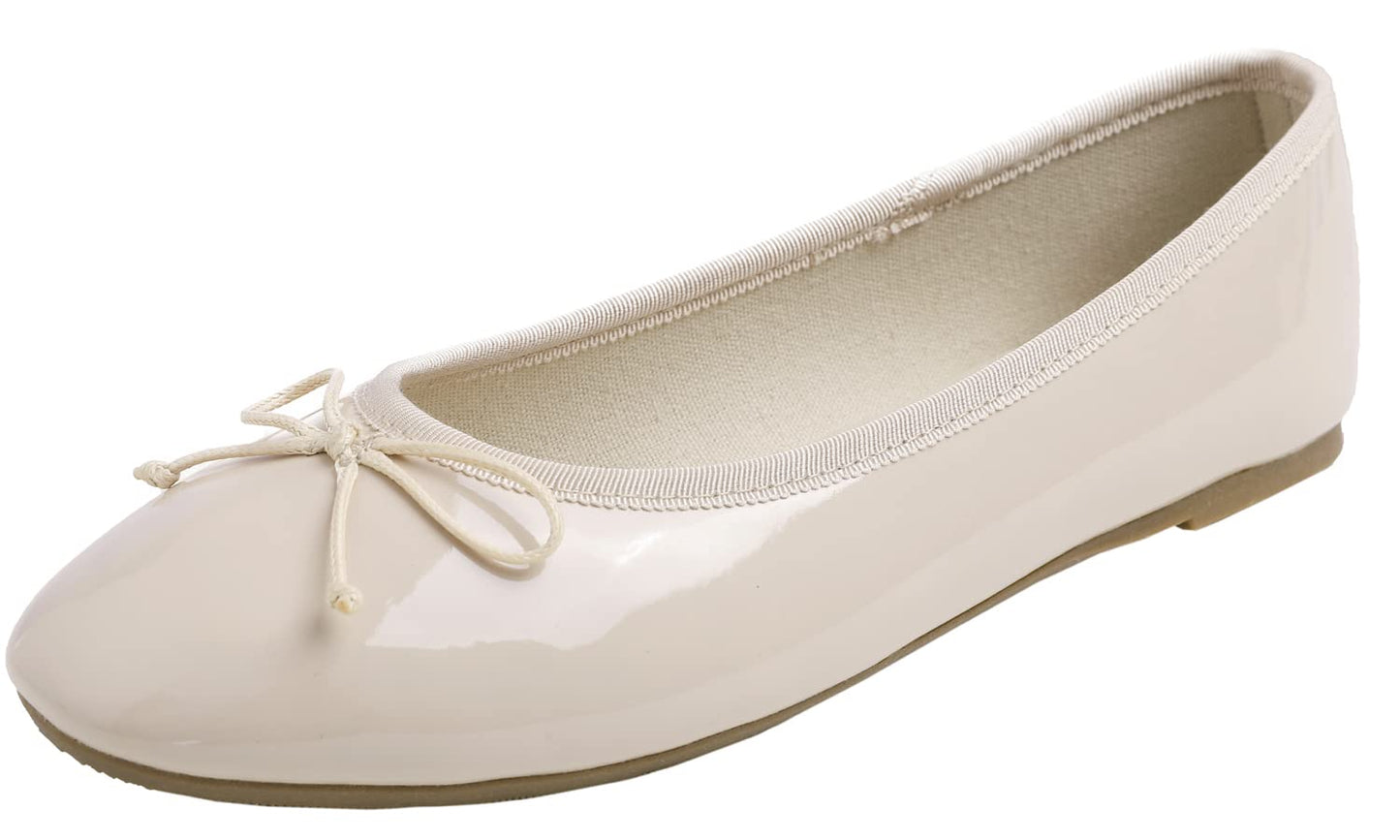 FEVERSOLE Women's Macaroon Colorful Memory Foam Cushion Insock Patent Ballet Flat