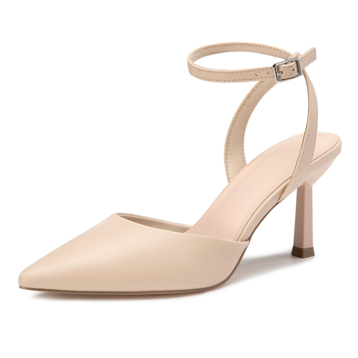 Athlefit Women's Closed Toe 3 Inch High Heels Pumps Shoes | Pointed Toe, Latex Cushioned Insole, Adjustable Ankle Strap, Dress Shoes for Wedding Party, Graduation, Office Work