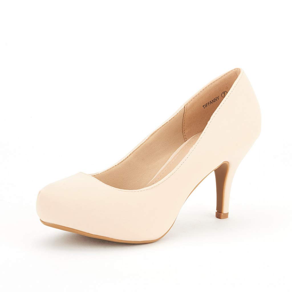 DREAM PAIRS Women's Low Platform Stiletto Heels Pumps | Classic Elegant Versatile Heels Dress Comfortable Closed Toe Pumps Shoes for Wedding Party Walking Brithday Work Office Daily