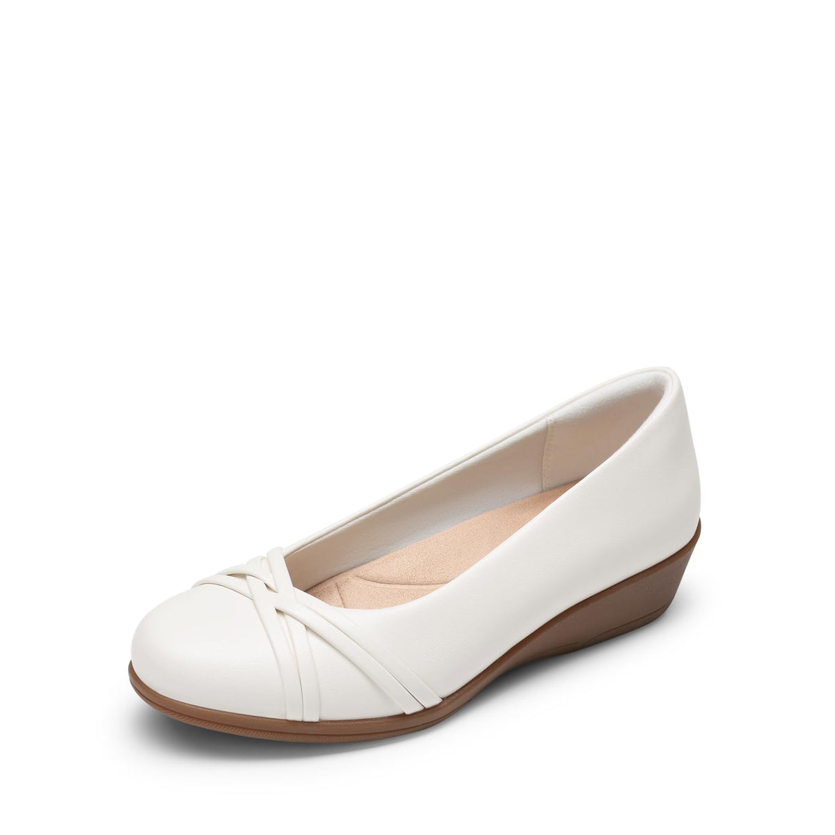 DREAM PAIRS Women's Low Wedges Closed Toe Dressy Flats | Light flexible grippy TPR outsole, Breathable memory foam insole with ergonomic arch support, Padded anti-rub heel