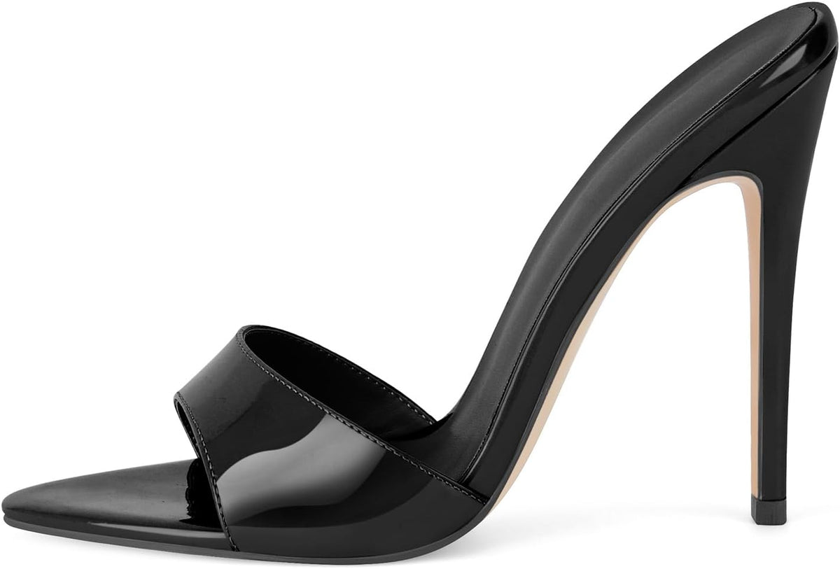 Only maker Heeled Slide Sandals for Women Open Toe Stiletto Mules | Pointed Open Toe, High Heels Slip-On, Dress Shoes, for Party Evening Club & Formal Outfits