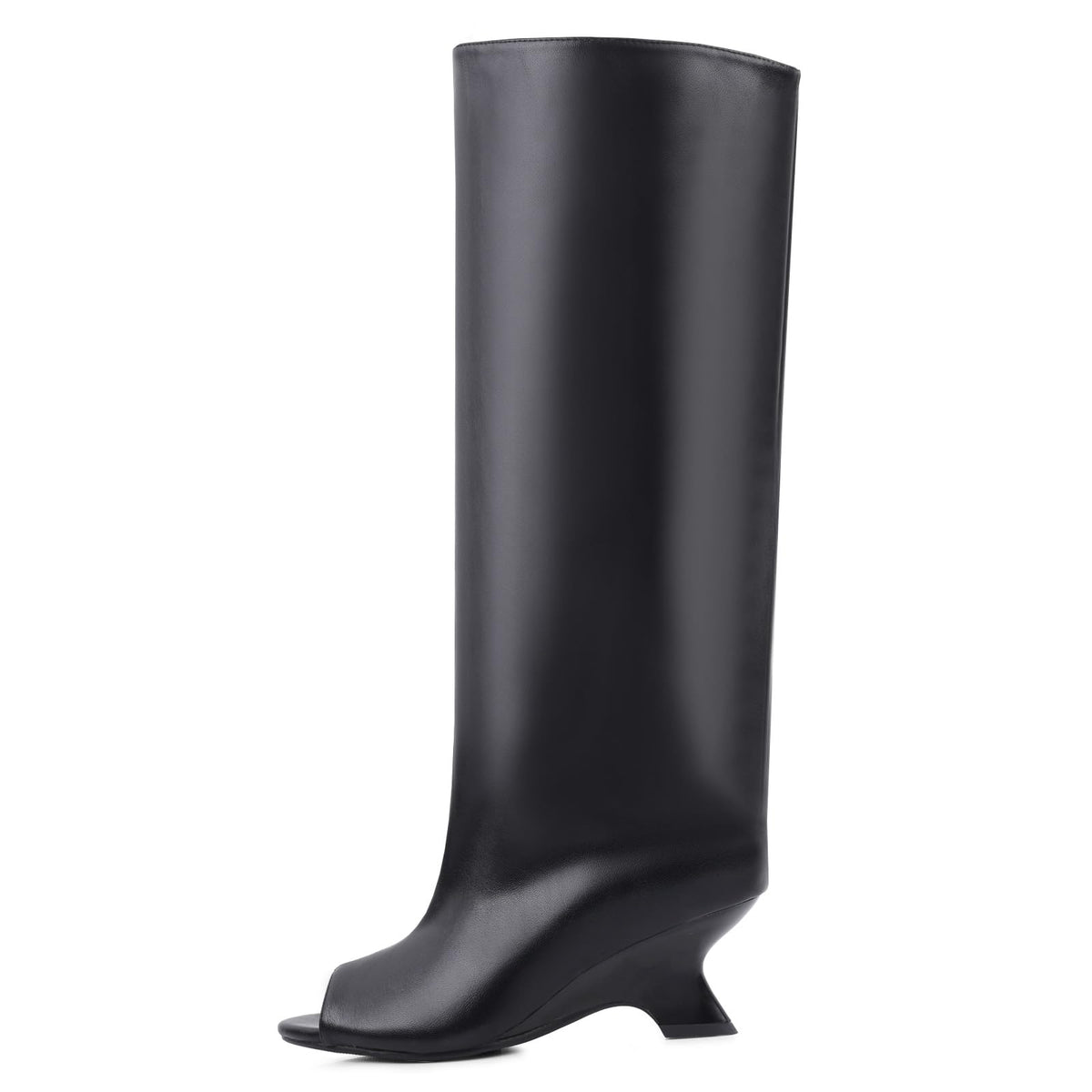FancyQueen Platform Knee High Heels for Women, Gladiator Open Toe Summer Boots Black Heels Sandal, Sexy Style Casual for Party