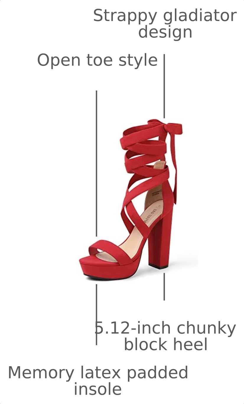 DREAM PAIRS Women's Sexy Platform High Heels | Women Strappy Gladiator Open Toe Heels Dressy Pumps Sandals, Platform Chunky 5.12in Heels elegant shoes