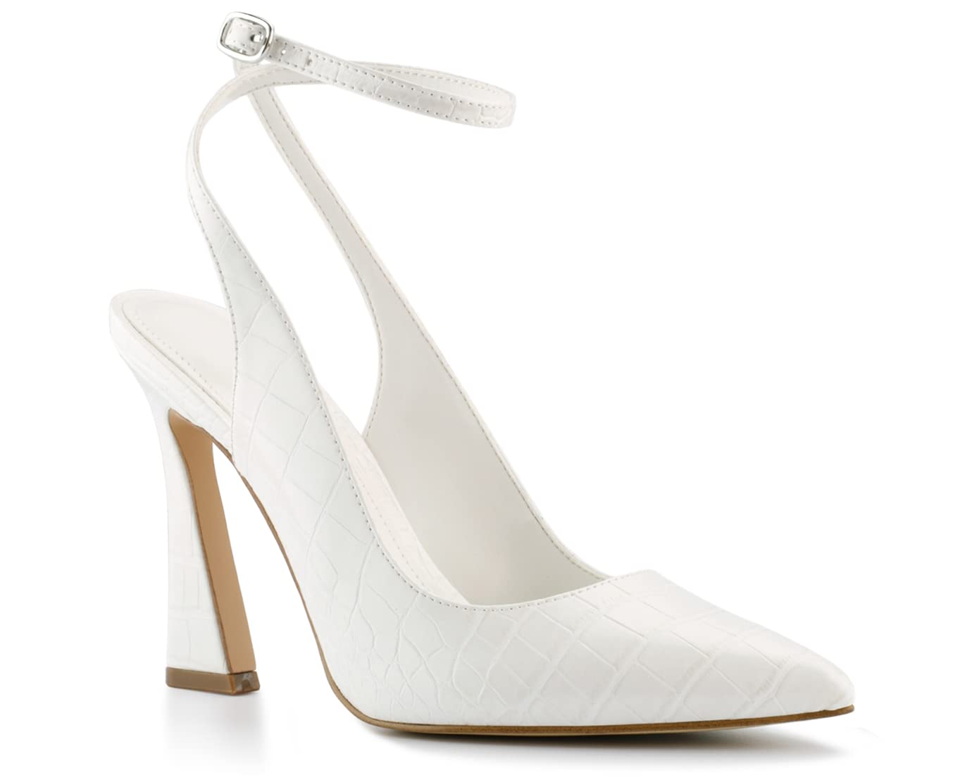 Womens Closed Toe Ankle Strap Heels Pointed Toe Pumps Shoes Slingback High Heel Wedding Dress Shoes