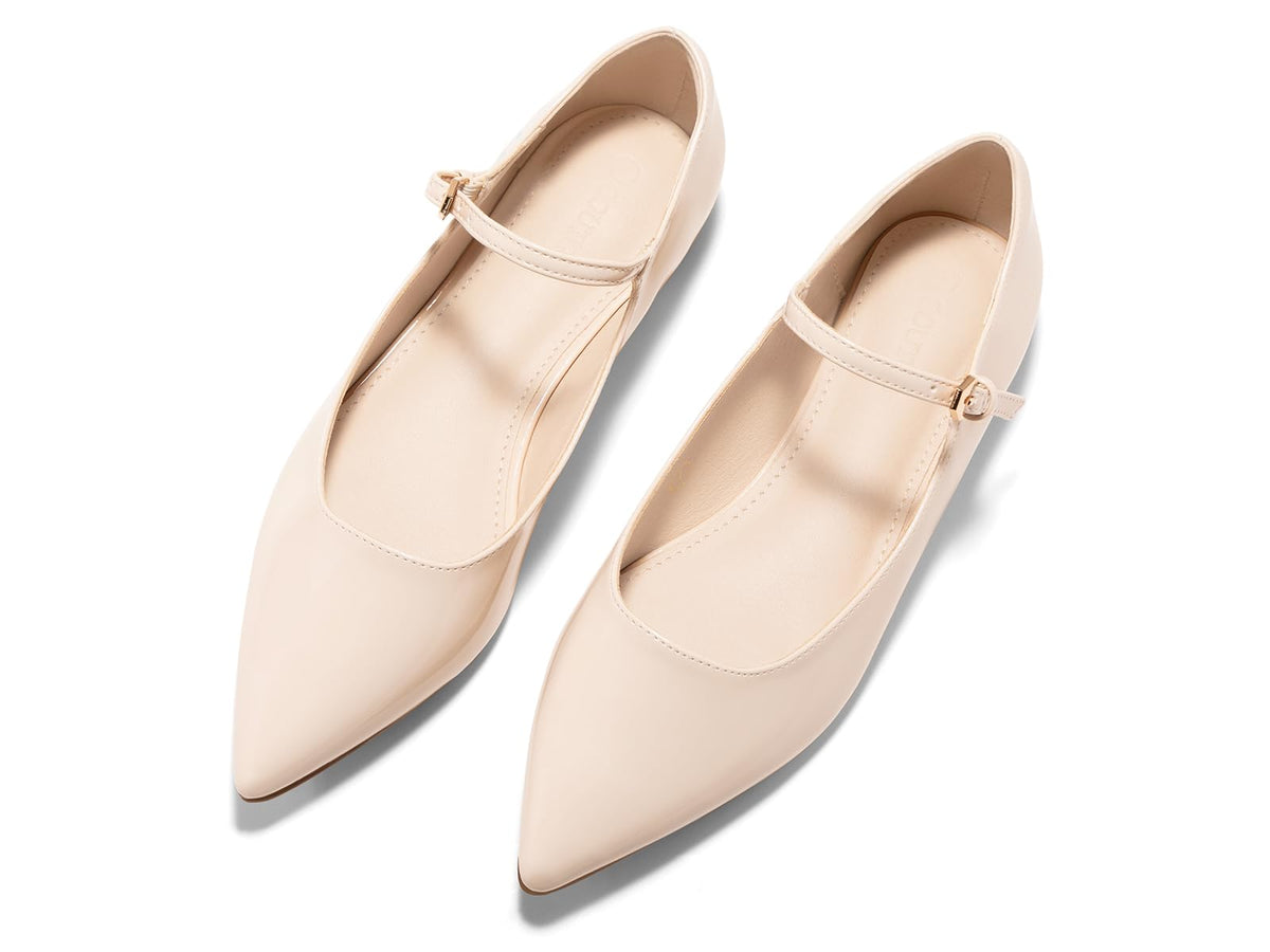 Coutgo Womens Mary Jane Flats Closed Pointed Toe Ballet Flats Work Shoes