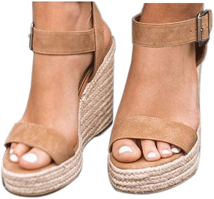 VICKI·VICKI Women's Platform Sandals Wedge Ankle Strap Open Toe Sandals