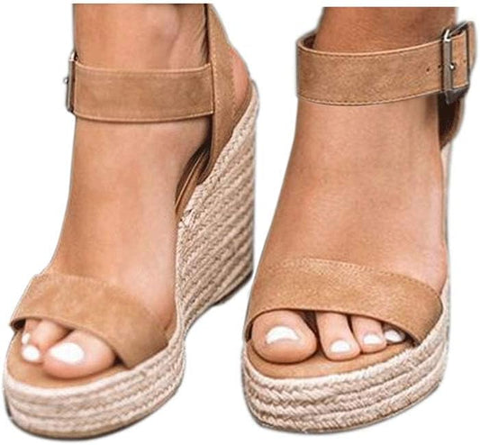 VICKI·VICKI Women's Platform Sandals Wedge Ankle Strap Open Toe Sandals