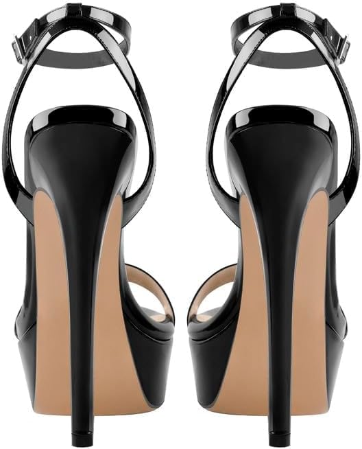 Platform Stiletto High Heels for Women, Round Open Toe Ankle Strap Sexy Heeled Sandals for Wedding Party Dress