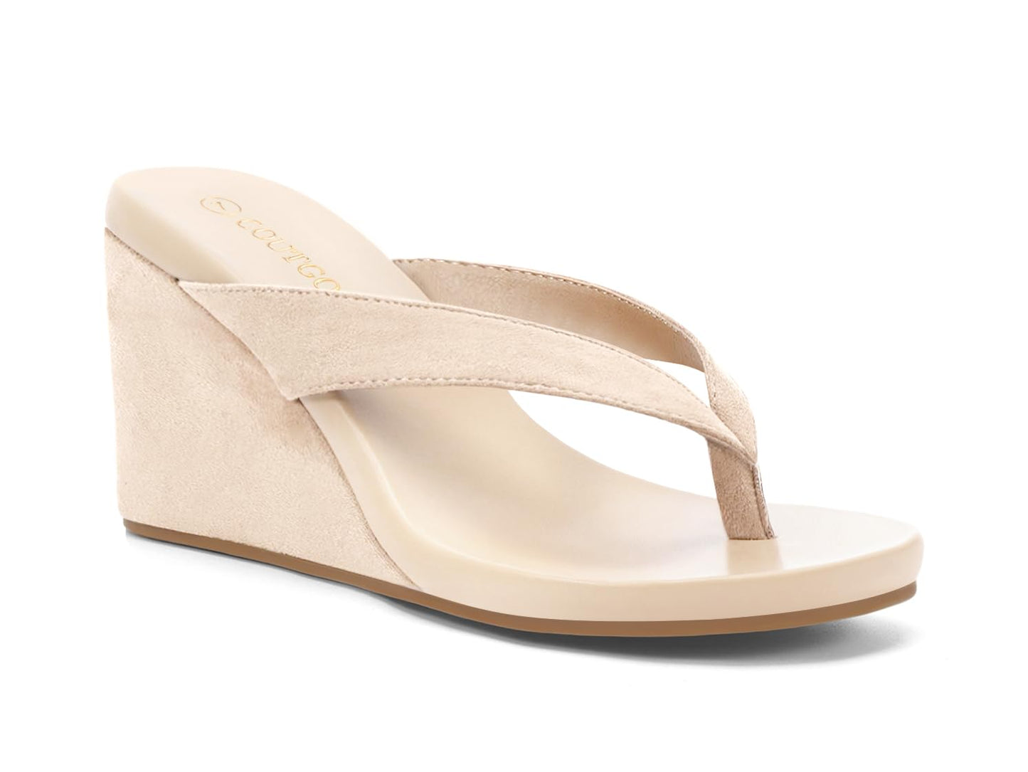 Coutgo Womens Wedge Heels Sandals Platform Flip Flops Slides Slip On Summer Beach Shoes