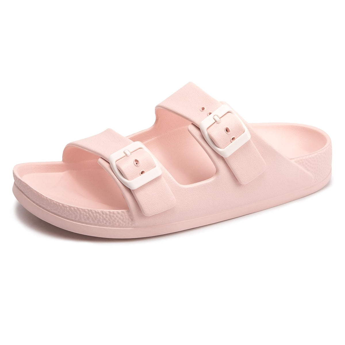FUNKYMONKEY Women's Comfort Slides Non-Slip Lightweight Flat Beach Sandals | Adjustable Buckle Plastic Sandals with Arch Support, Waterproof Non-Slip Summer Slippers for Pool, Shower & Daily Wear