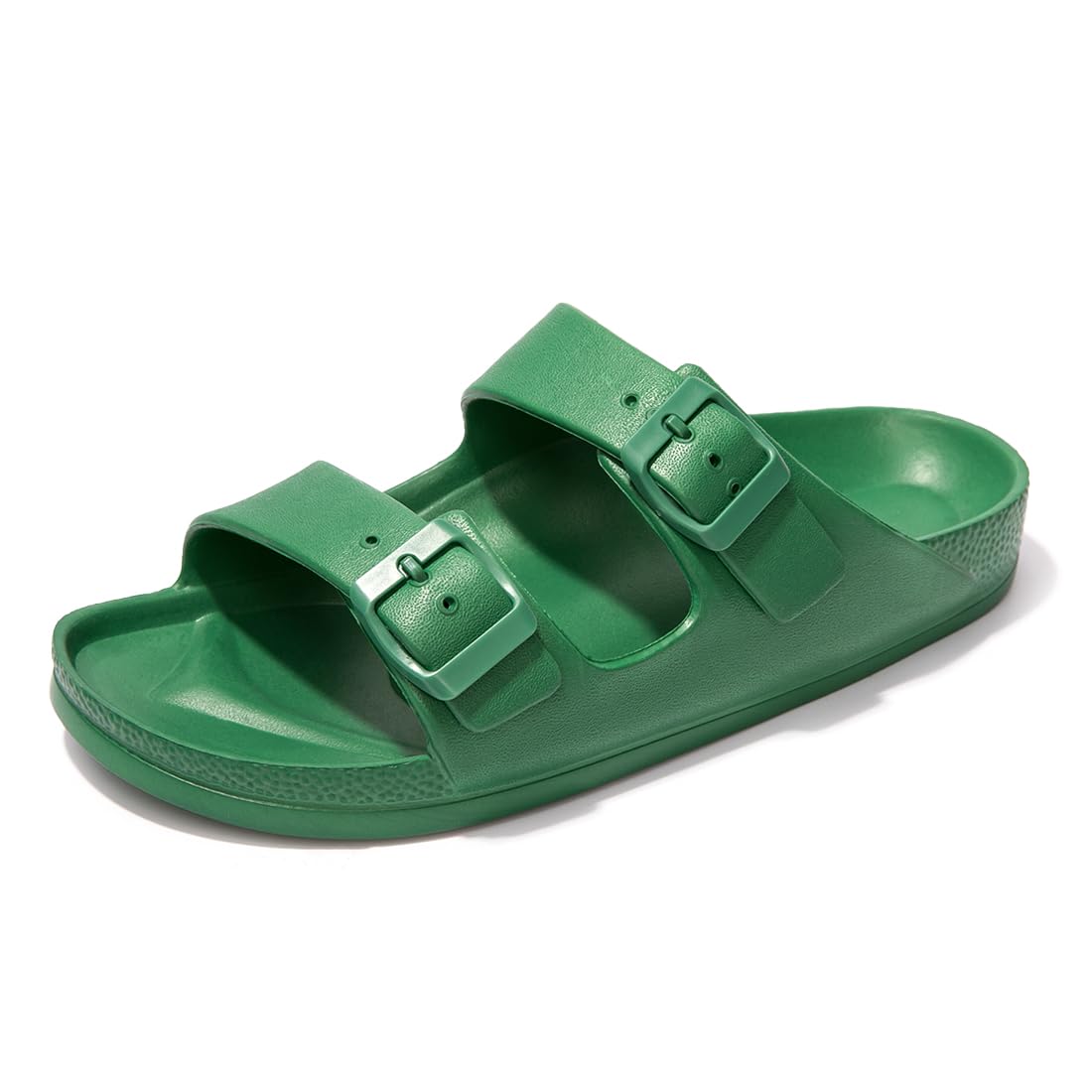 FUNKYMONKEY Women's Comfort Slides Non-Slip Lightweight Flat Beach Sandals | Adjustable Buckle Plastic Sandals with Arch Support, Waterproof Non-Slip Summer Slippers for Pool, Shower & Daily Wear