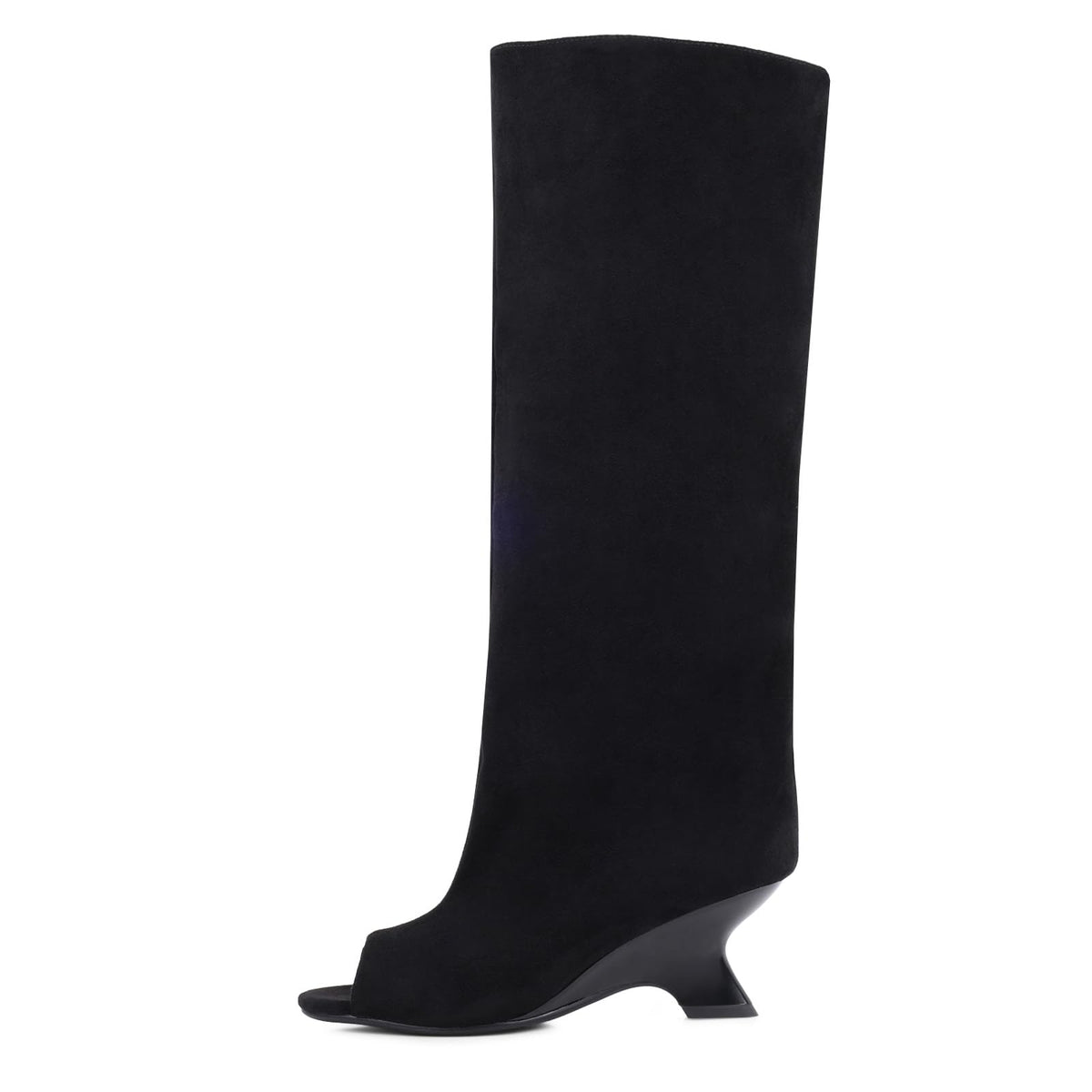 FancyQueen Platform Knee High Heels for Women, Gladiator Open Toe Summer Boots Black Heels Sandal, Sexy Style Casual for Party
