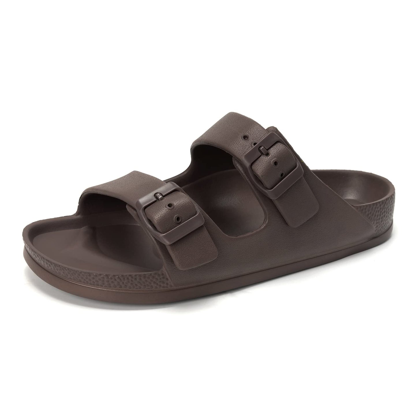 FUNKYMONKEY Women's Comfort Slides Non-Slip Lightweight Flat Beach Sandals | Adjustable Buckle Plastic Sandals with Arch Support, Waterproof Non-Slip Summer Slippers for Pool, Shower & Daily Wear