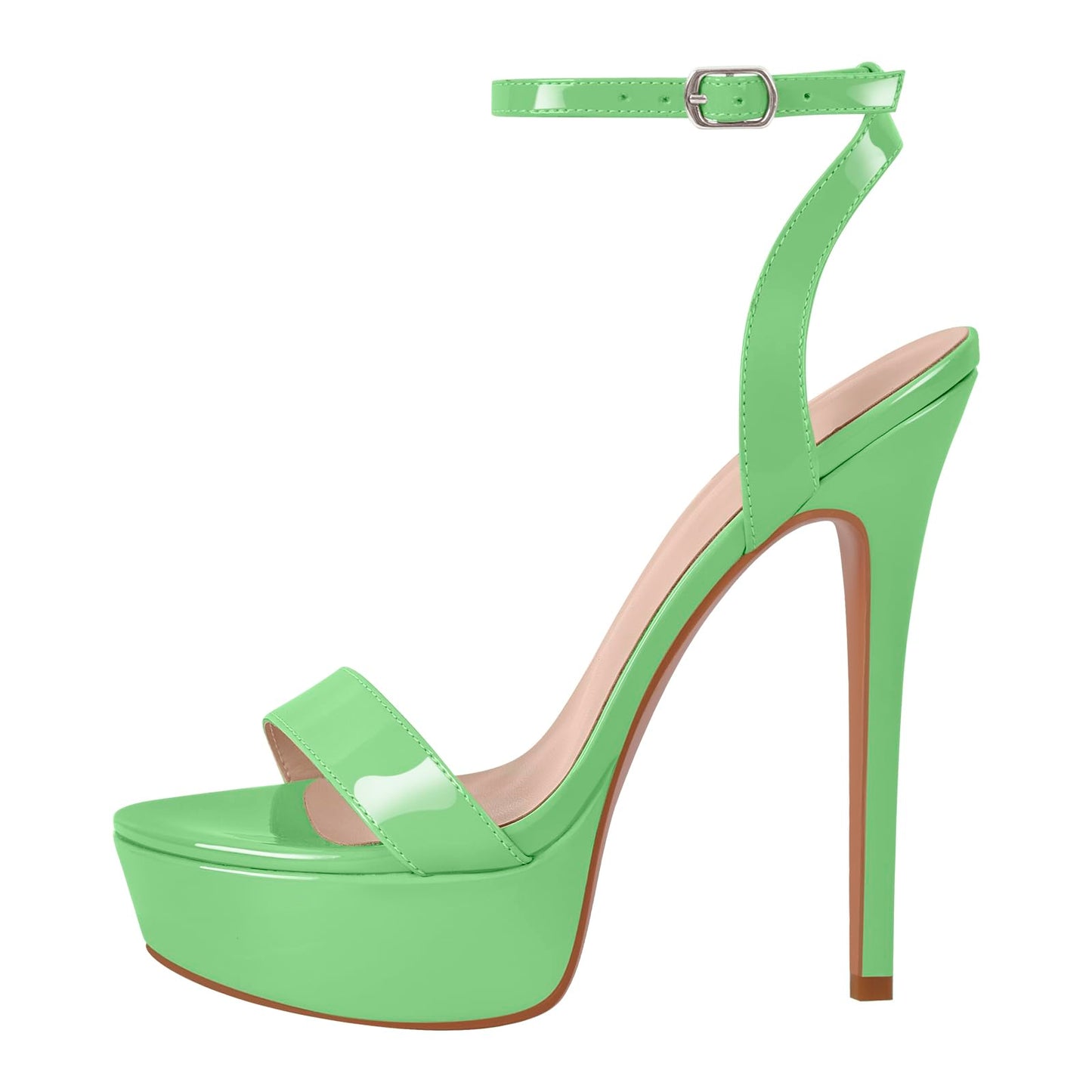 Platform Stiletto High Heels for Women, Round Open Toe Ankle Strap Sexy Heeled Sandals for Wedding Party Dress