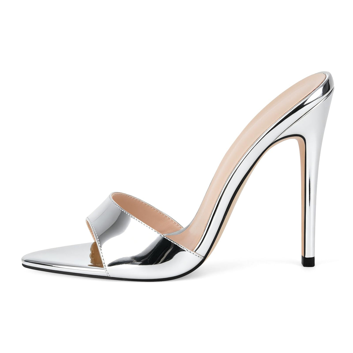 Only maker Heeled Slide Sandals for Women Open Toe Stiletto Mules | Pointed Open Toe, High Heels Slip-On, Dress Shoes, for Party Evening Club & Formal Outfits