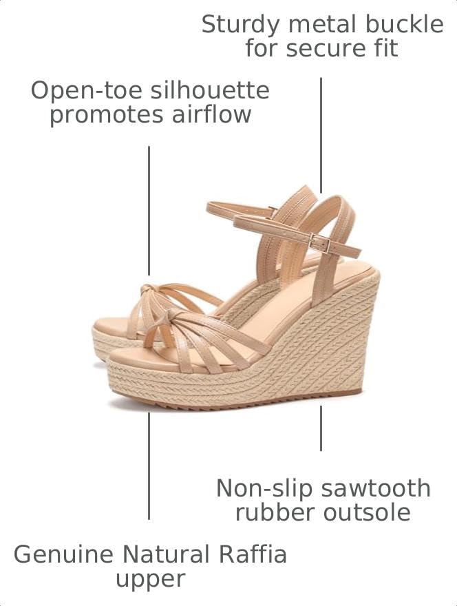 VICKI·VICKI Wedges for Women Platform Sandals Wedge Heels for Sandals Comfortable Summer Espadrille Shoes Ankle Strap&Open Toe