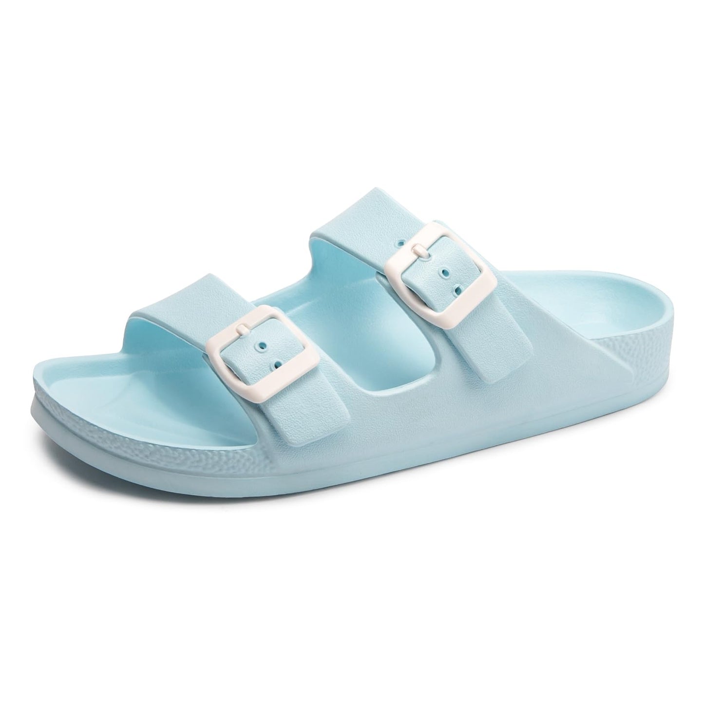 FUNKYMONKEY Women's Comfort Slides Non-Slip Lightweight Flat Beach Sandals | Adjustable Buckle Plastic Sandals with Arch Support, Waterproof Non-Slip Summer Slippers for Pool, Shower & Daily Wear