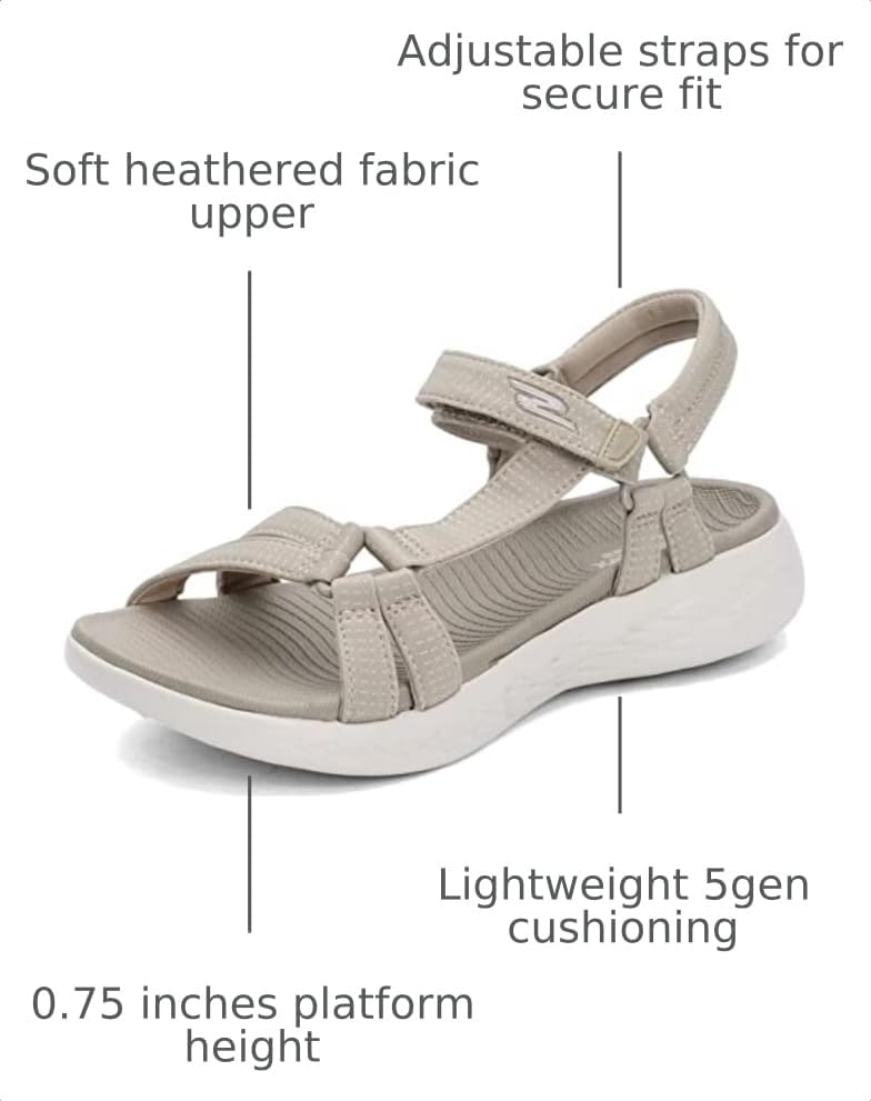 Skechers Women's On-The-go 600-Brilliancy Sport Sandal | Casual, 5GEN Cushioning, Air-Cooled Goga Mat, Machine Washable, Vegan, River sandal