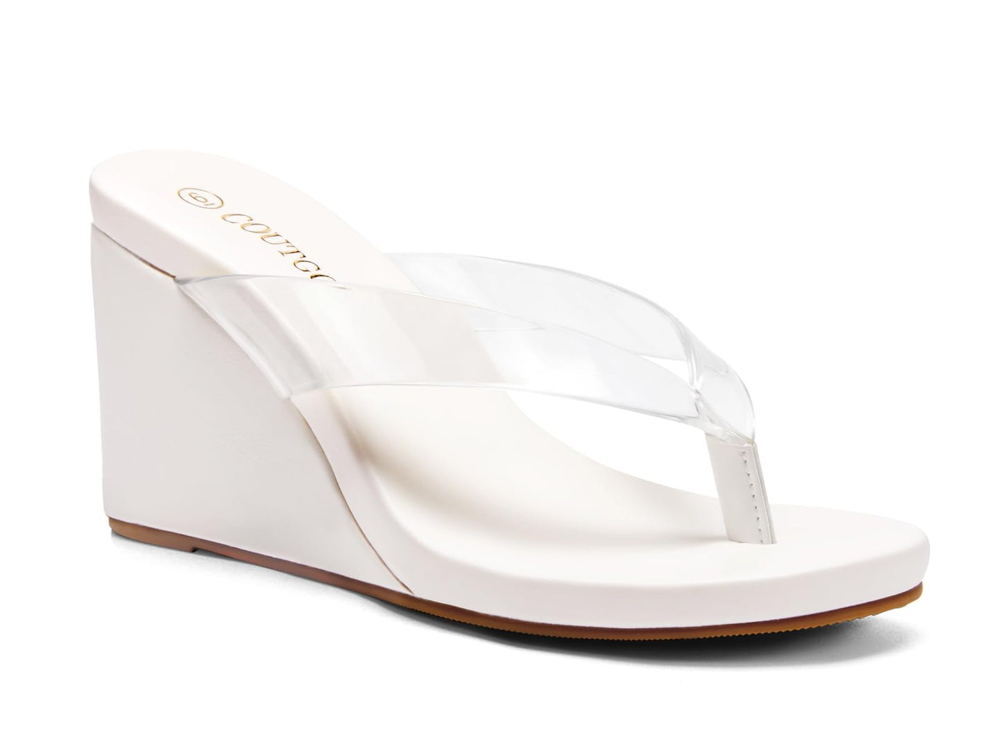 Coutgo Womens Wedge Heels Sandals Platform Flip Flops Slides Slip On Summer Beach Shoes