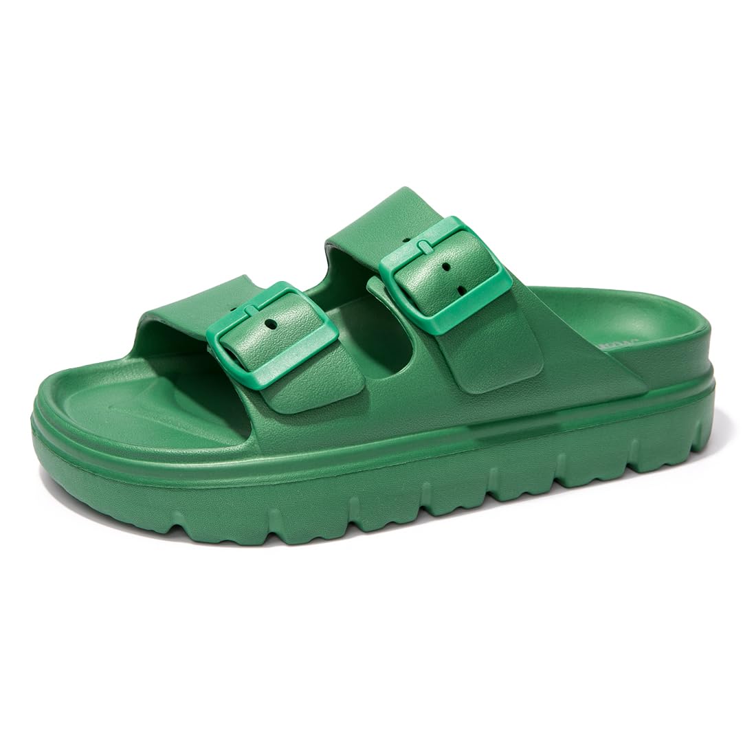 FUNKYMONKEY Women's Comfort Slides Non-Slip Lightweight Flat Beach Sandals | Adjustable Buckle Plastic Sandals with Arch Support, Waterproof Non-Slip Summer Slippers for Pool, Shower & Daily Wear