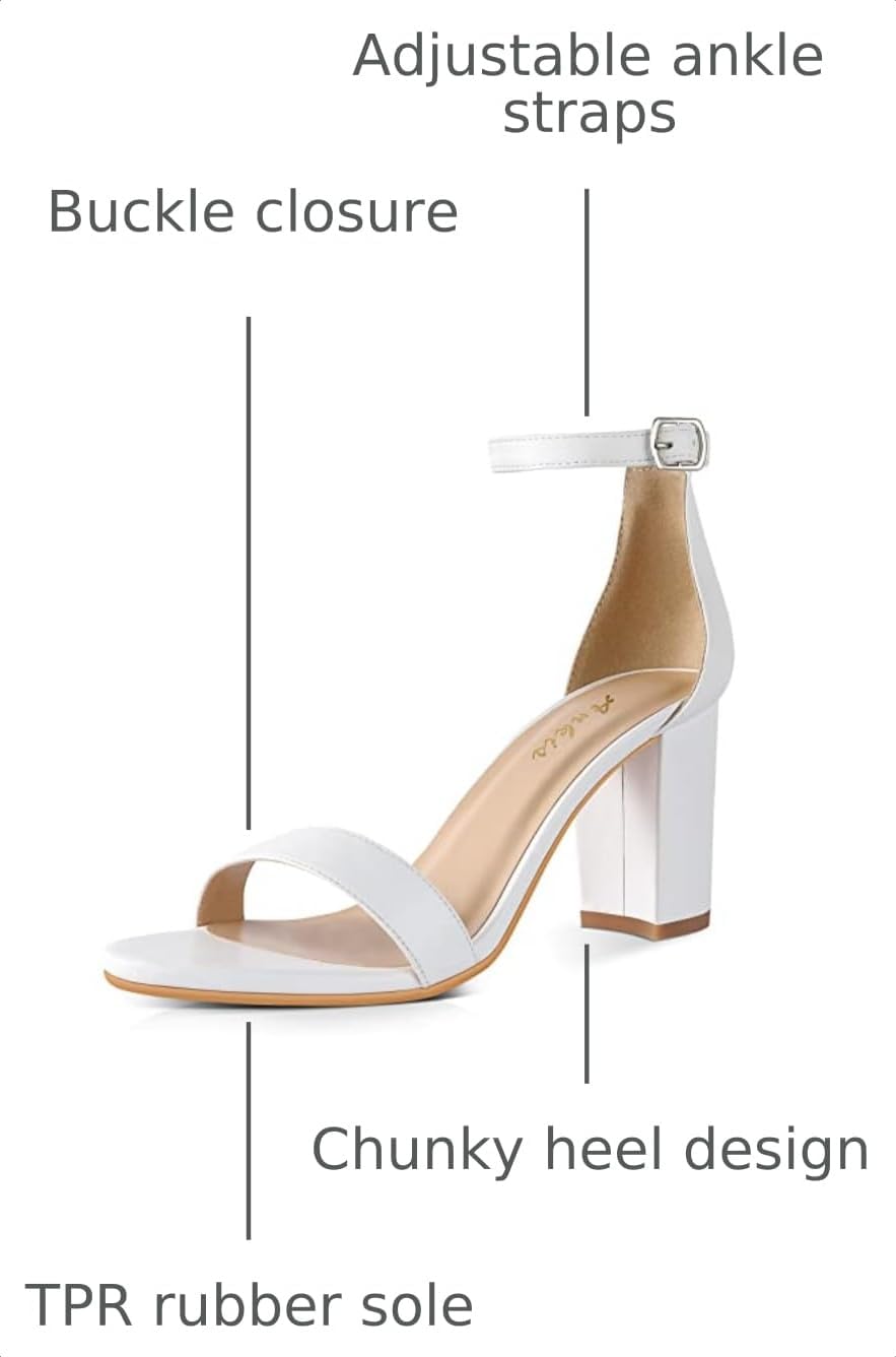 Ankis Heels for Women Open Toe Ankle Strap Chunky Heel Sandals 2.75 Inch