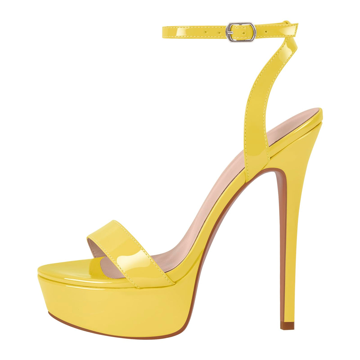 Platform Stiletto High Heels for Women, Round Open Toe Ankle Strap Sexy Heeled Sandals for Wedding Party Dress