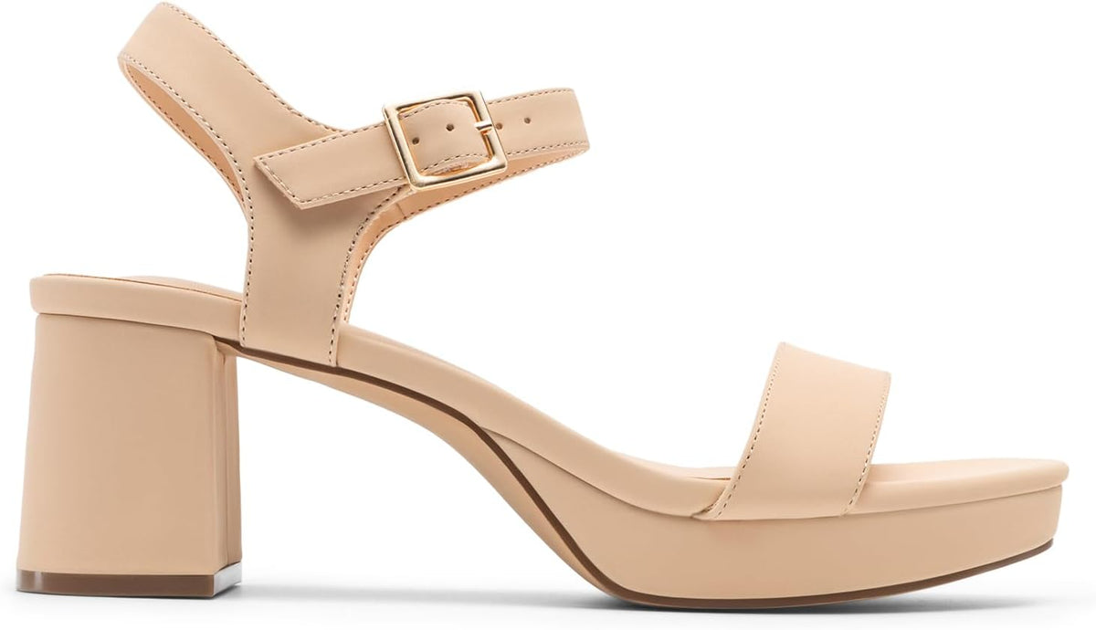 DREAM PAIRS Women's Platform Block Chunky Heels Sandals | Open Square Toe Ankle Strap Heel Fashion Wedding Party Dress Sandals Shoes 2.56-inch Block Heel and a 0.71-inch Platform