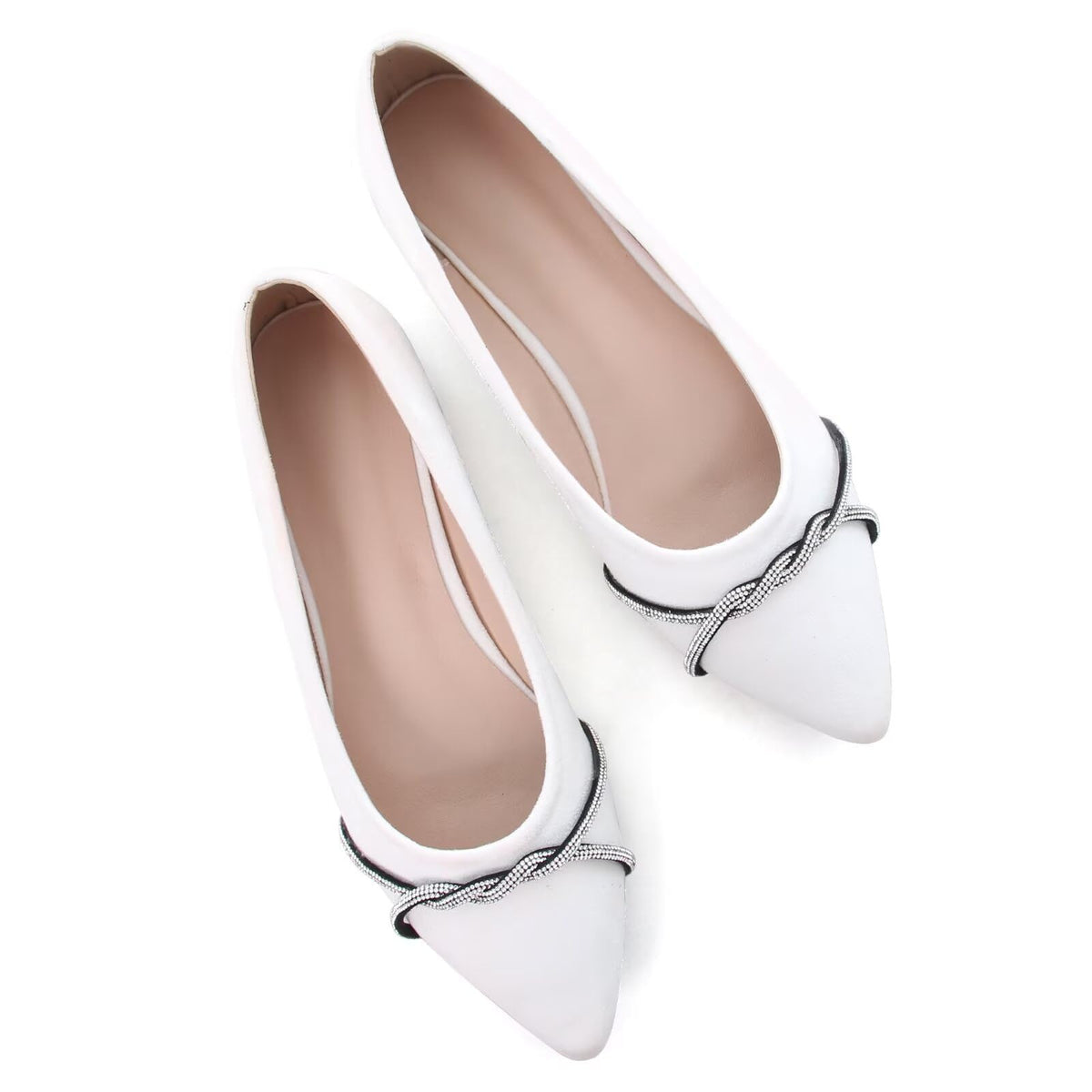 TN TANGNEST Womens Casual Flats Chain Ballet Flats | Fashion Pointed Toe Rhinestone Flats, Comfort Slip On Dress Shoes for Business Work Office Wedding Party