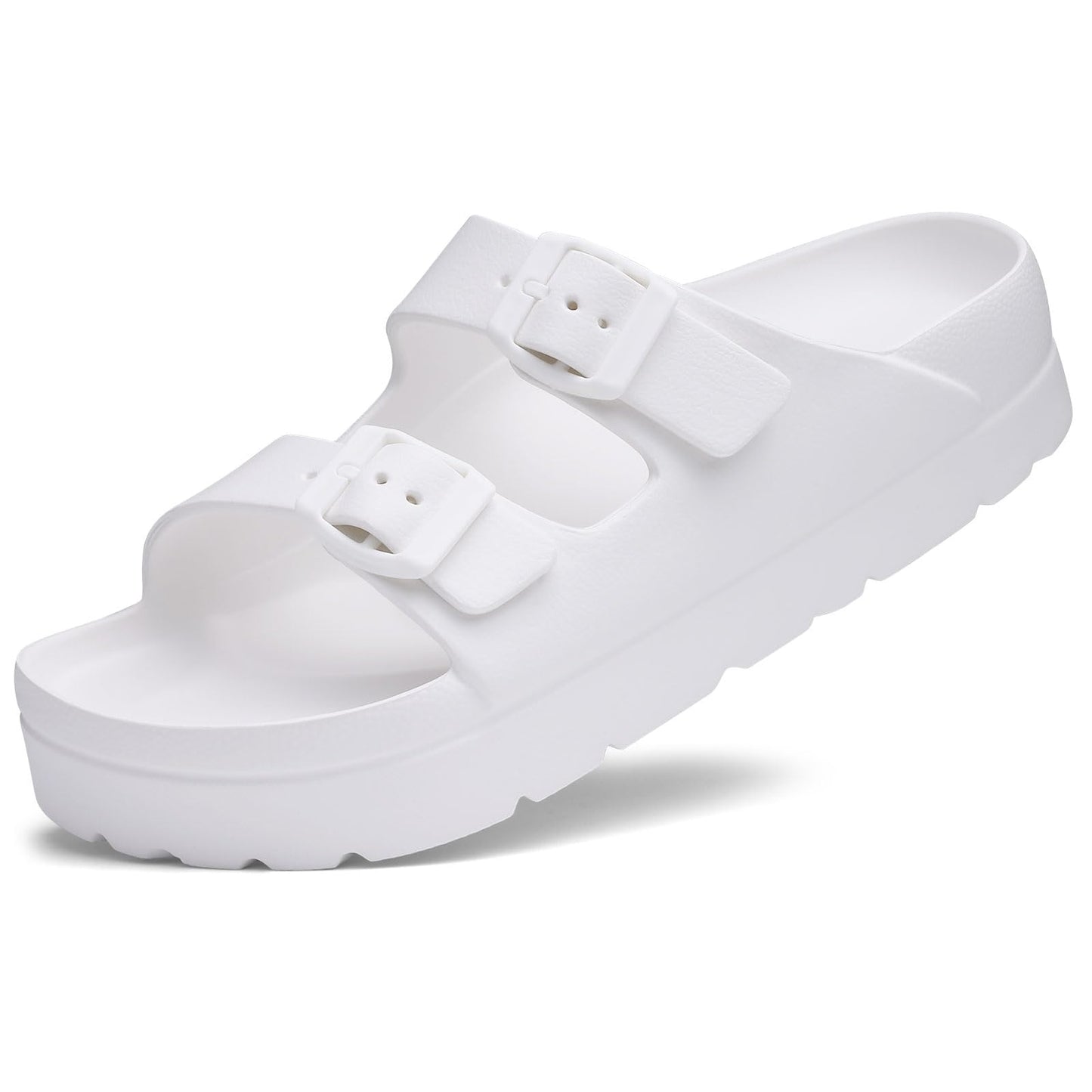 Goosecret Women's Comfortable Arch Support Walking Platform Sandals | Lightweight Chunky Slip-On Foam Slides with Adjustable Buckle, Sandals for Beach and Daily Wear