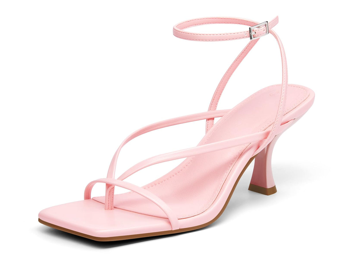 PiePieBuy Women's Lace Up Heeled Sandals Square Flip Flop High Heels Strappy Party Shoes
