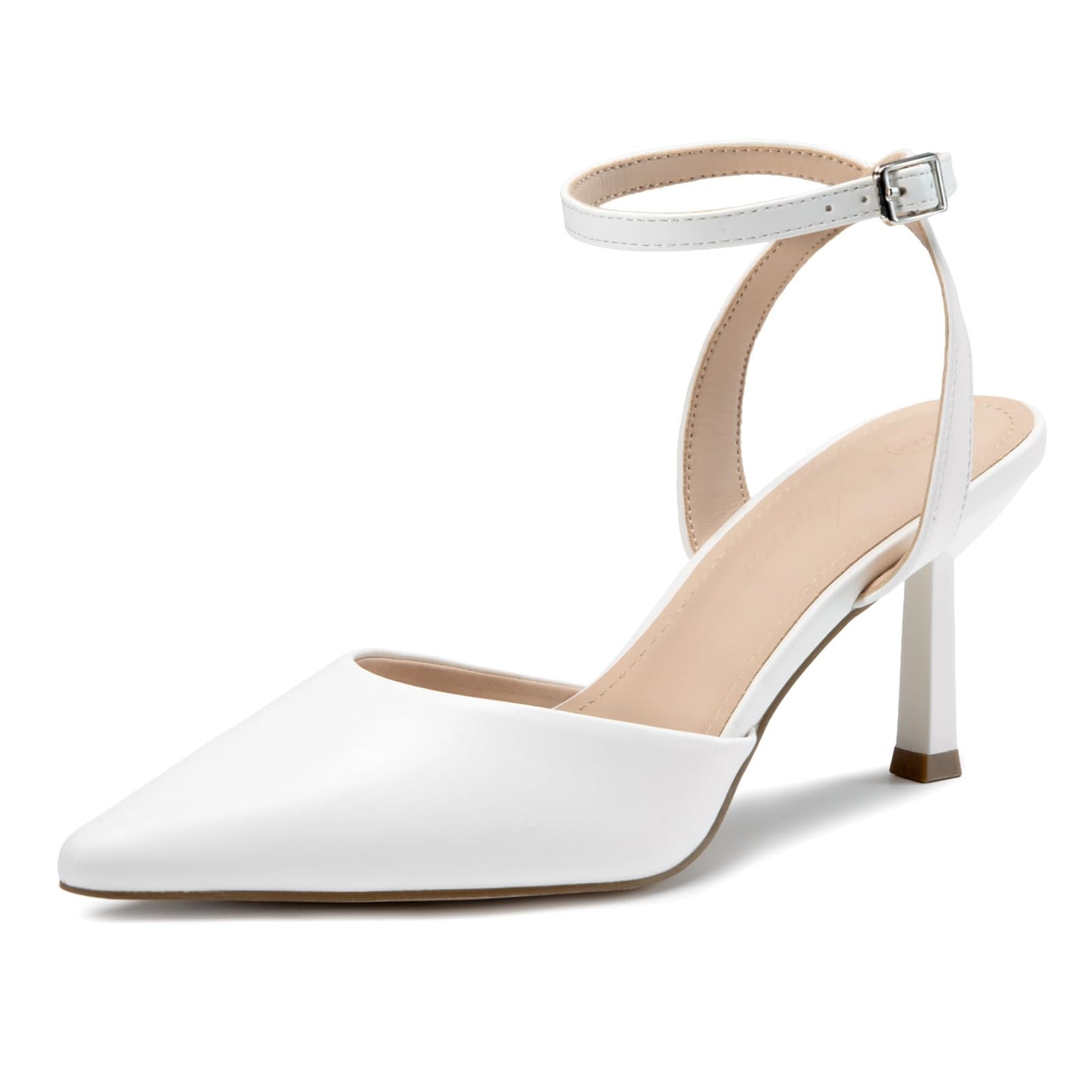 Athlefit Women's Closed Toe 3 Inch High Heels Pumps Shoes | Pointed Toe, Latex Cushioned Insole, Adjustable Ankle Strap, Dress Shoes for Wedding Party, Graduation, Office Work