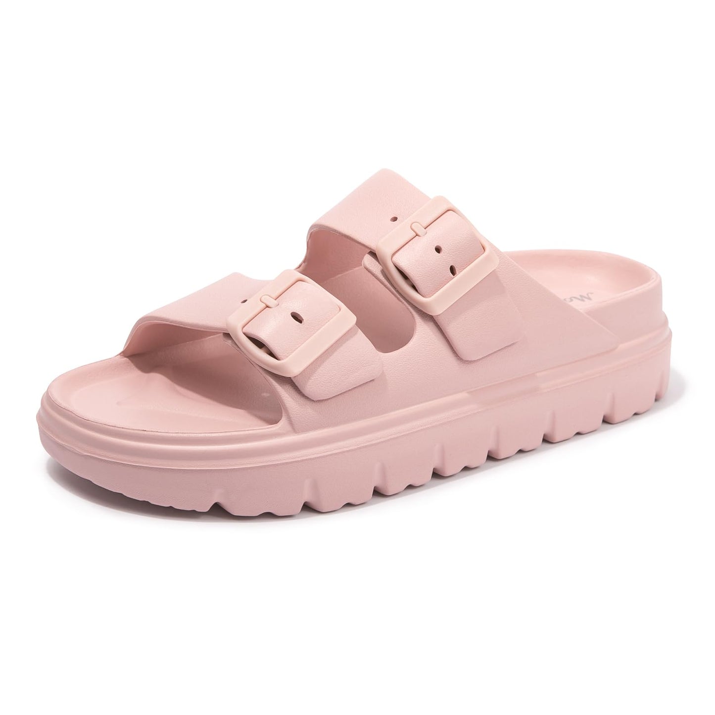 FUNKYMONKEY Women's Comfort Slides Non-Slip Lightweight Flat Beach Sandals | Adjustable Buckle Plastic Sandals with Arch Support, Waterproof Non-Slip Summer Slippers for Pool, Shower & Daily Wear