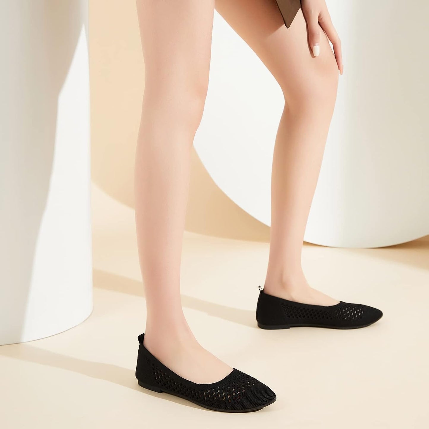 hash bubbie Women's Mesh Flats Shoes Ballet Dress Shoes | knit dressy slip on business non slip breathable casual comfortable pointed toe loafers