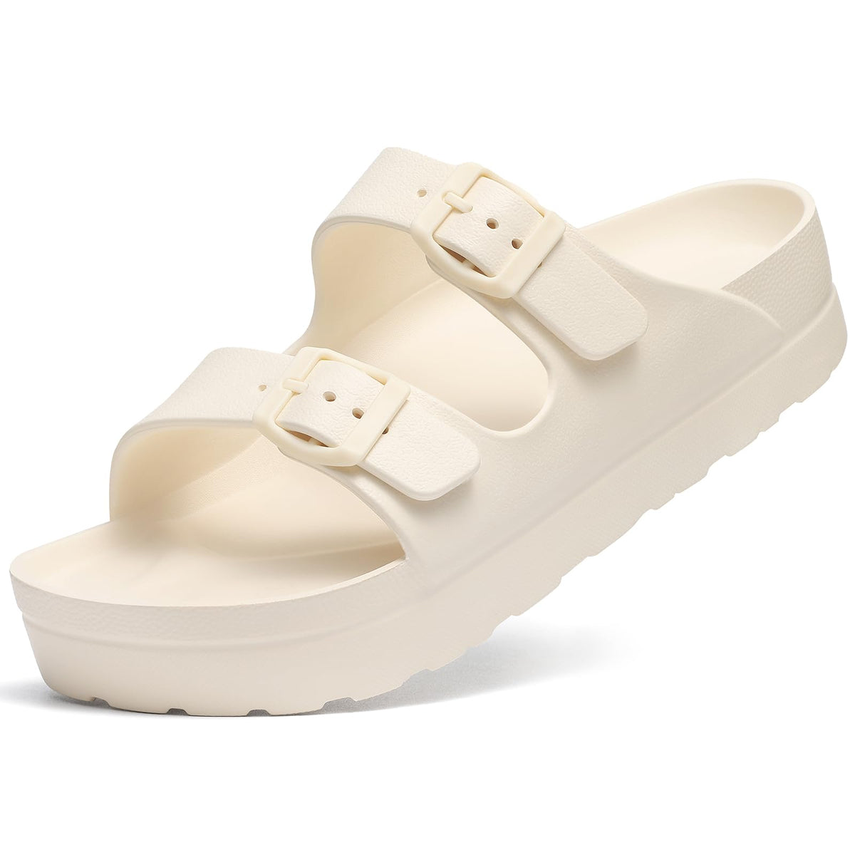Goosecret Women's Comfortable Arch Support Walking Platform Sandals | Lightweight Chunky Slip-On Foam Slides with Adjustable Buckle, Sandals for Beach and Daily Wear