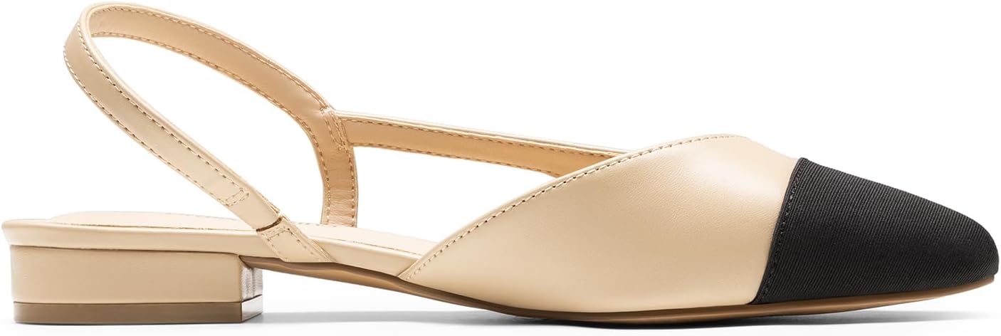 DREAM PAIRS Women's Slingback Ballet Flats | Dressy Flats Low Heel Dress Shoes for Business Casual Work Office Wedding Party, 0.98-inch Low Block Heel