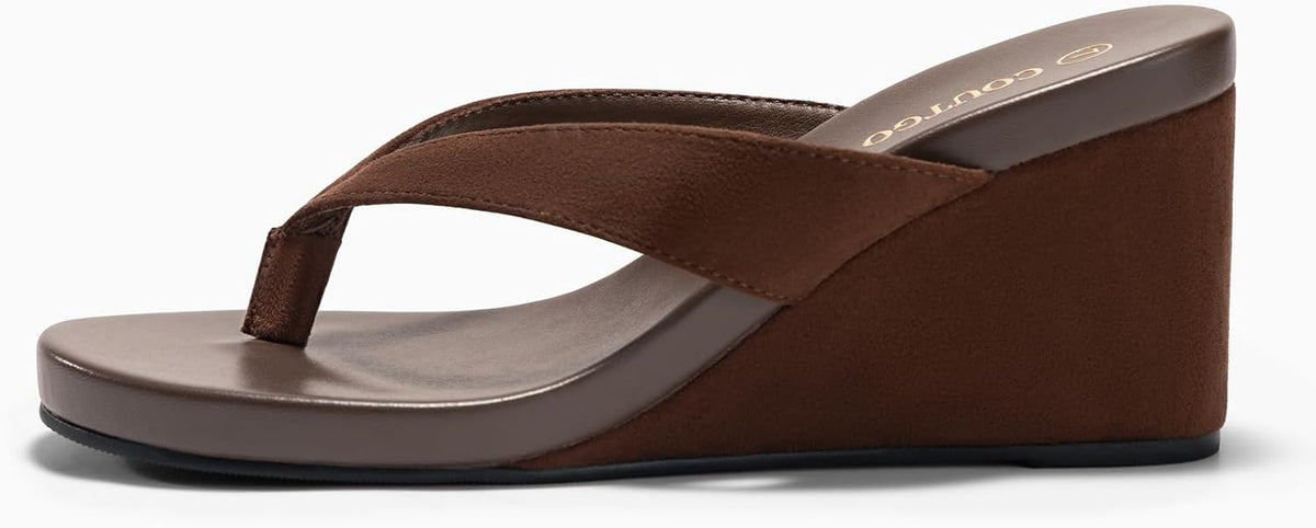 Coutgo Womens Wedge Heels Sandals Platform Flip Flops Slides Slip On Summer Beach Shoes