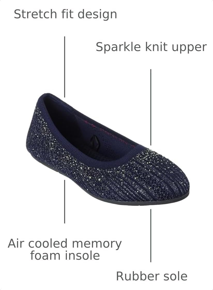 Skechers Women's Cleo 2.0 - Glitzy Daze | Modern Comfort Casual, Dress, Air-Cooled Memory Foam, Stretch Fit, Vegan, Recycled Materials