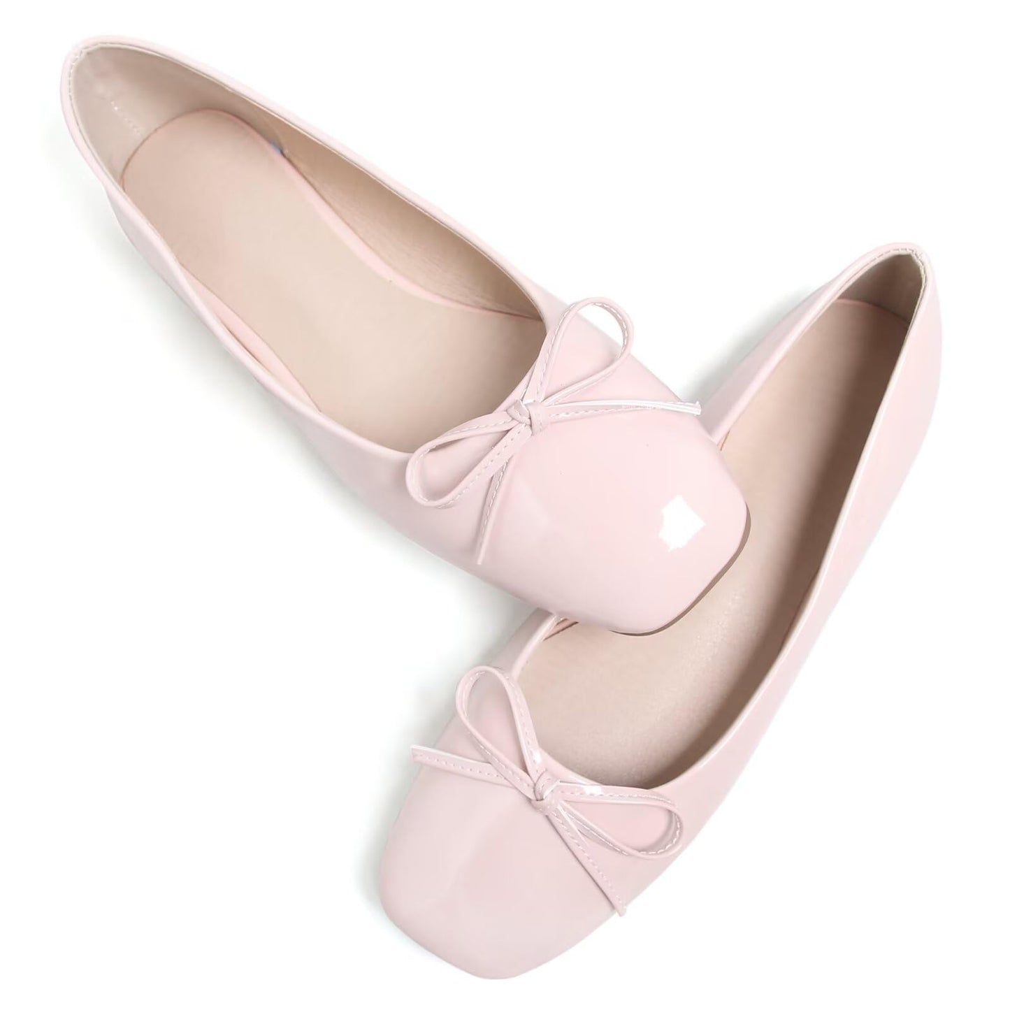 Dear Time Women's Casual Foldable Ballet Flats Square Toe Ballerina Flats Shoes Comfortable