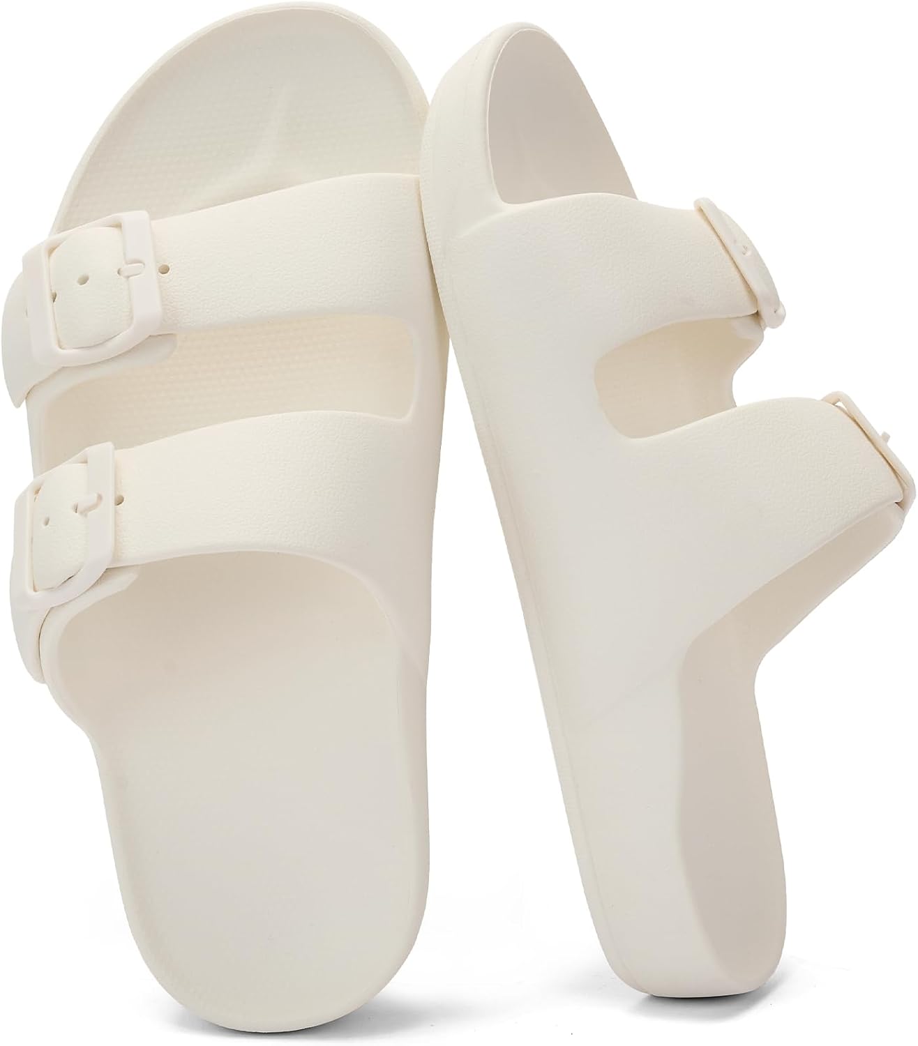 Womens Comfortable Arch Support Beach Sandals Waterproof Eva Slides | Adjustable Double Buckles,Quick Dry,Summer Walking Slides,Non Slip,Lightweight,Pool Sandals,Shower Outdoor Shoes