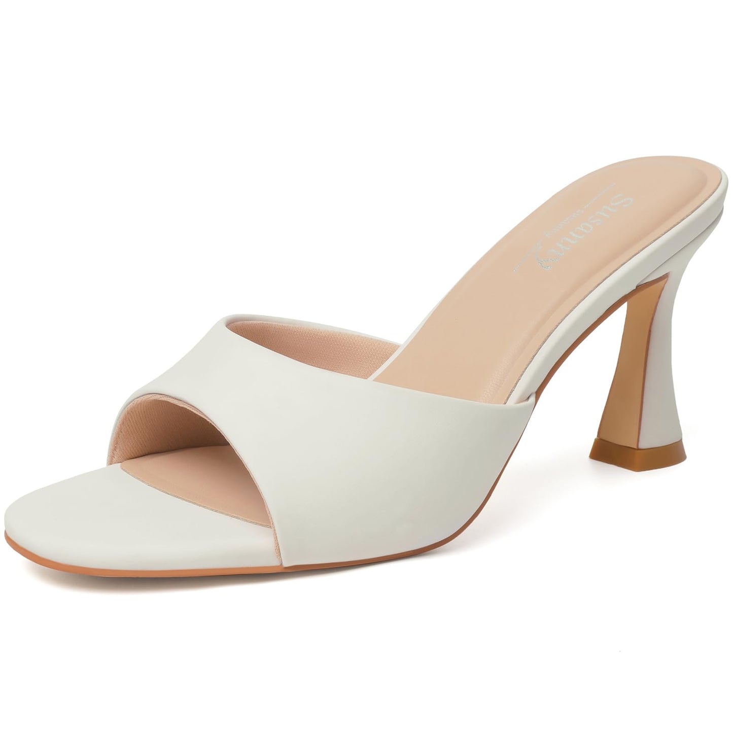 Susanny High Heels for Women Pointed Open Toe Strappy Chunky Block Heels Ankle Strap Stiletto Kitten Heeled Sandals Wedding Bridal Party Prom Sexy Dress Shoes