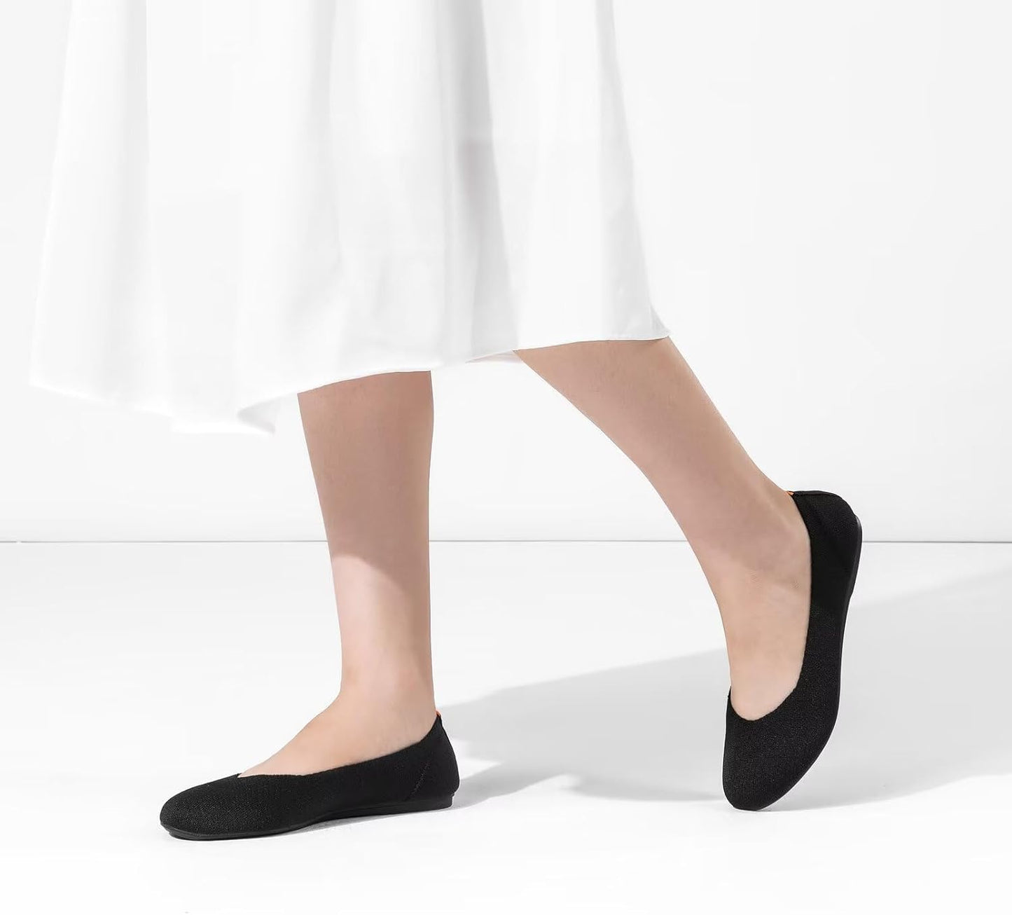 Frank Mully Women’s Ballet Flat Shoes Knit Dress Shoes Round Toe Slip On Ballerina Flats for Woman Low Wedge Comfort Soft