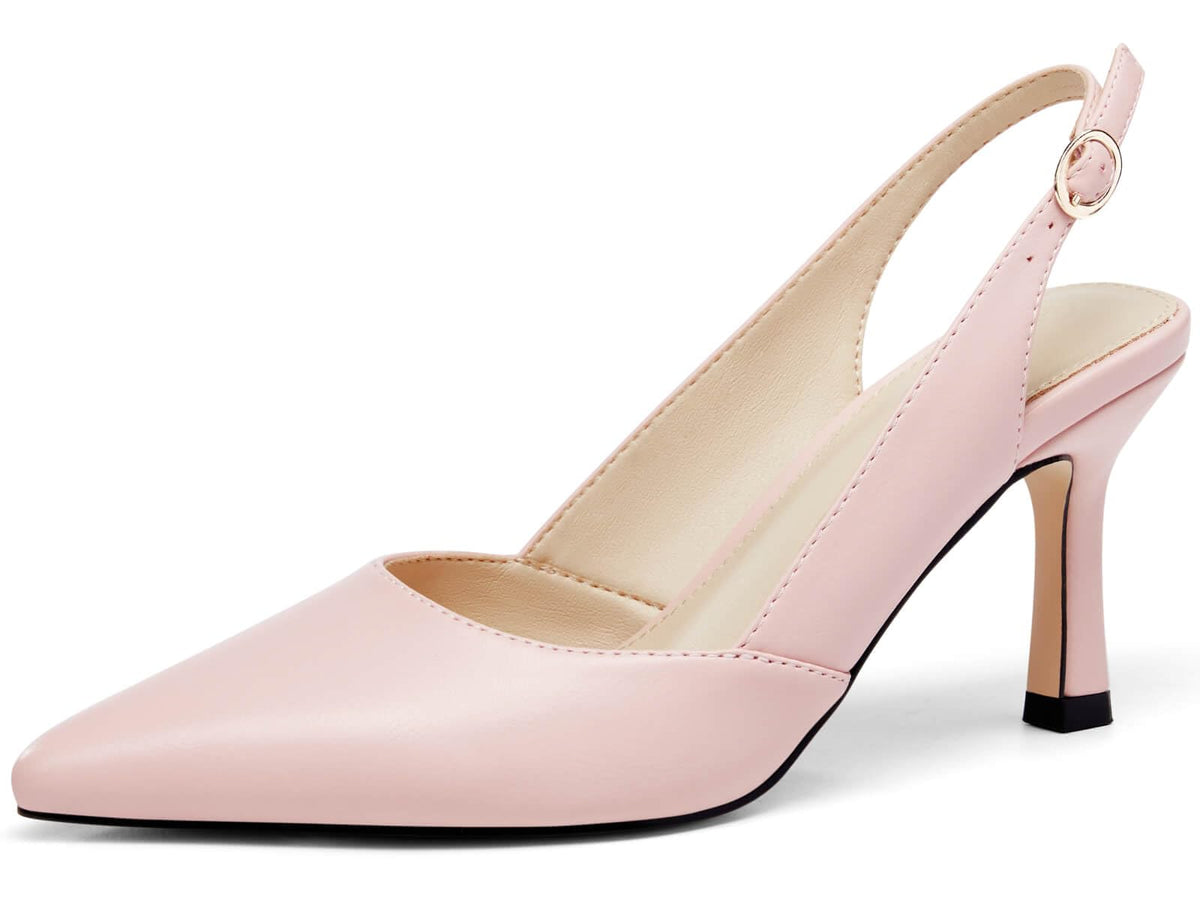 Rilista Women's Slingback Kitten Heels Closed Pointed Toe Backless Wedding Party Dress Pumps Shoes