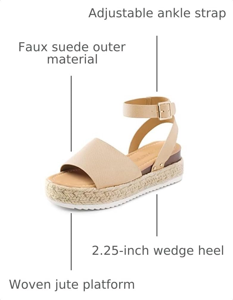 DREAM PAIRS Women's Platform Espadrille Wedge Sandals | Adjustable ankle strap with cushioned footbed for comfortable walking, vacation, beach outing and summer events