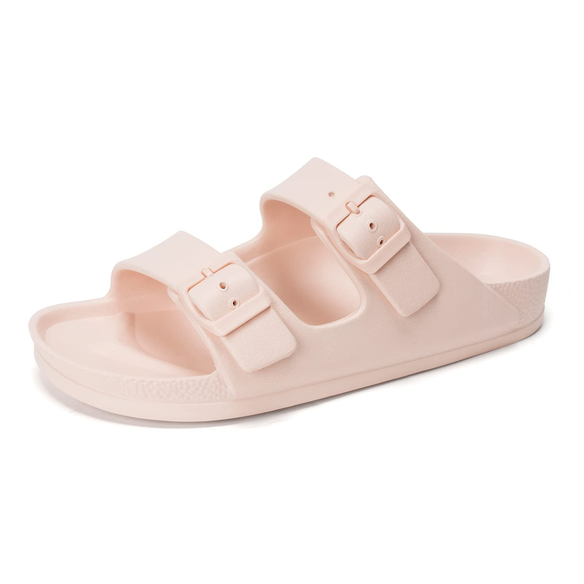 FUNKYMONKEY Women's Comfort Slides Non-Slip Lightweight Flat Beach Sandals | Adjustable Buckle Plastic Sandals with Arch Support, Waterproof Non-Slip Summer Slippers for Pool, Shower & Daily Wear