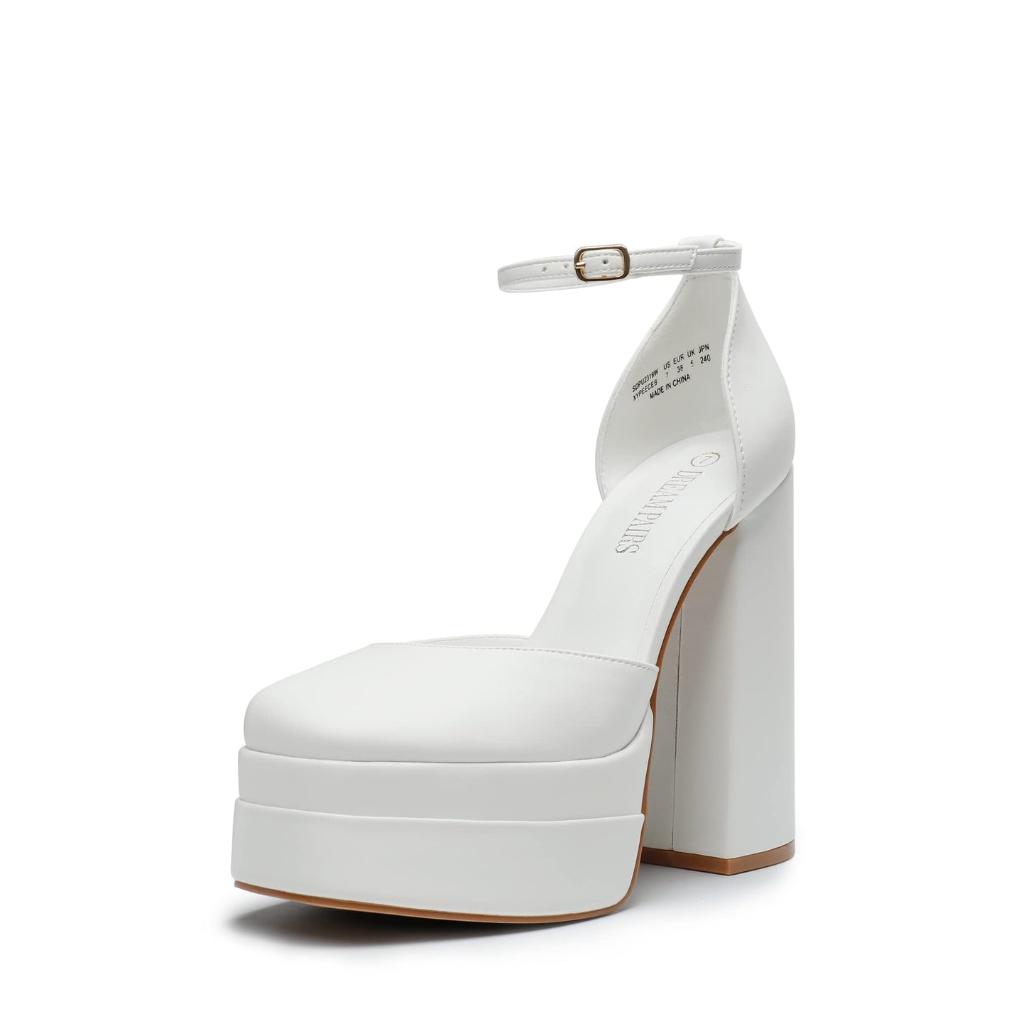 DREAM PAIRS Women's High Platform Closed Toe Heels | Square Toe Ankle Strap Dress Wedding Party Pumps Shoes with 5.5" Height, 1.7" Platform for All-night Glamour