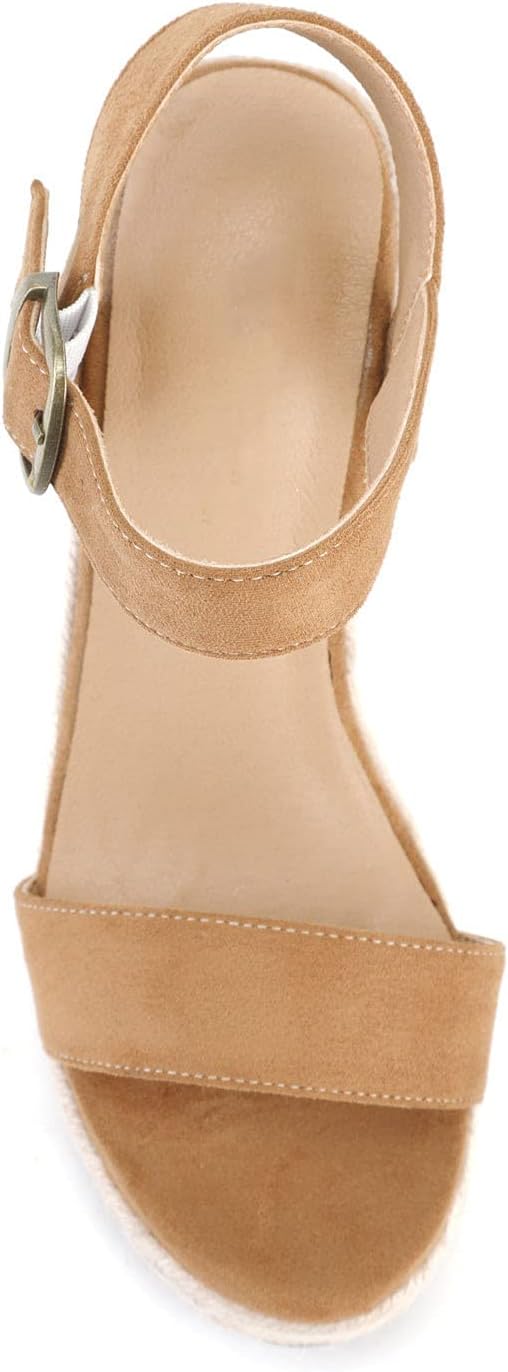 Wedges for Women, Espadrille Platform Sandals, Comfortable Open Toe Wedge Heels with Ankle Strap Buckle, Summer Vacation Casual Shoes