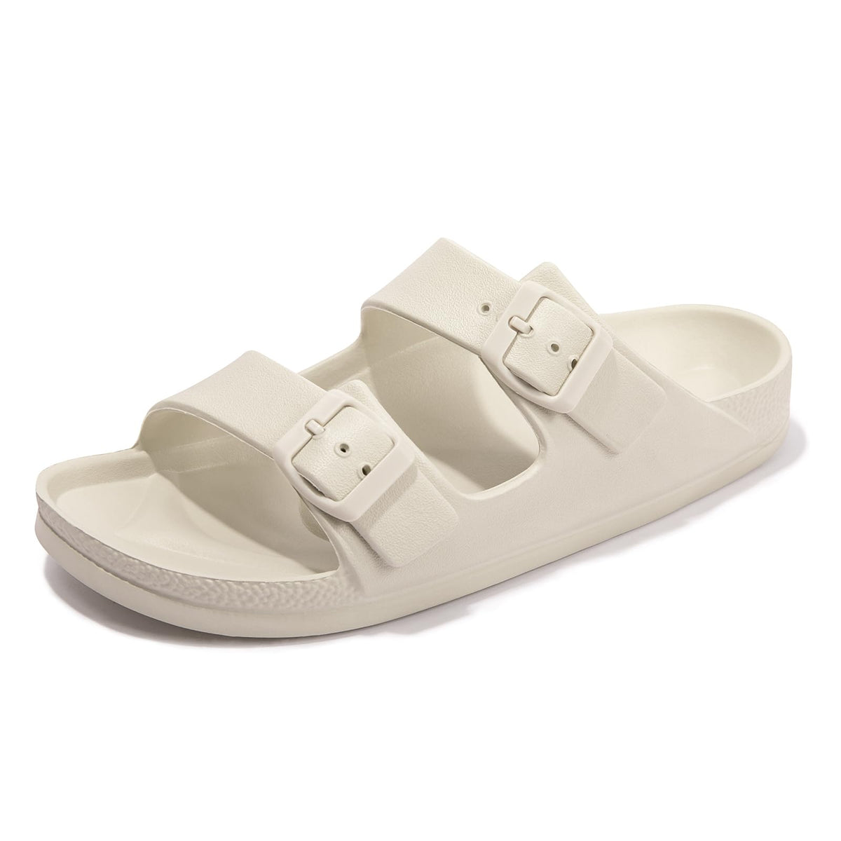 FUNKYMONKEY Women's Comfort Slides Non-Slip Lightweight Flat Beach Sandals | Adjustable Buckle Plastic Sandals with Arch Support, Waterproof Non-Slip Summer Slippers for Pool, Shower & Daily Wear